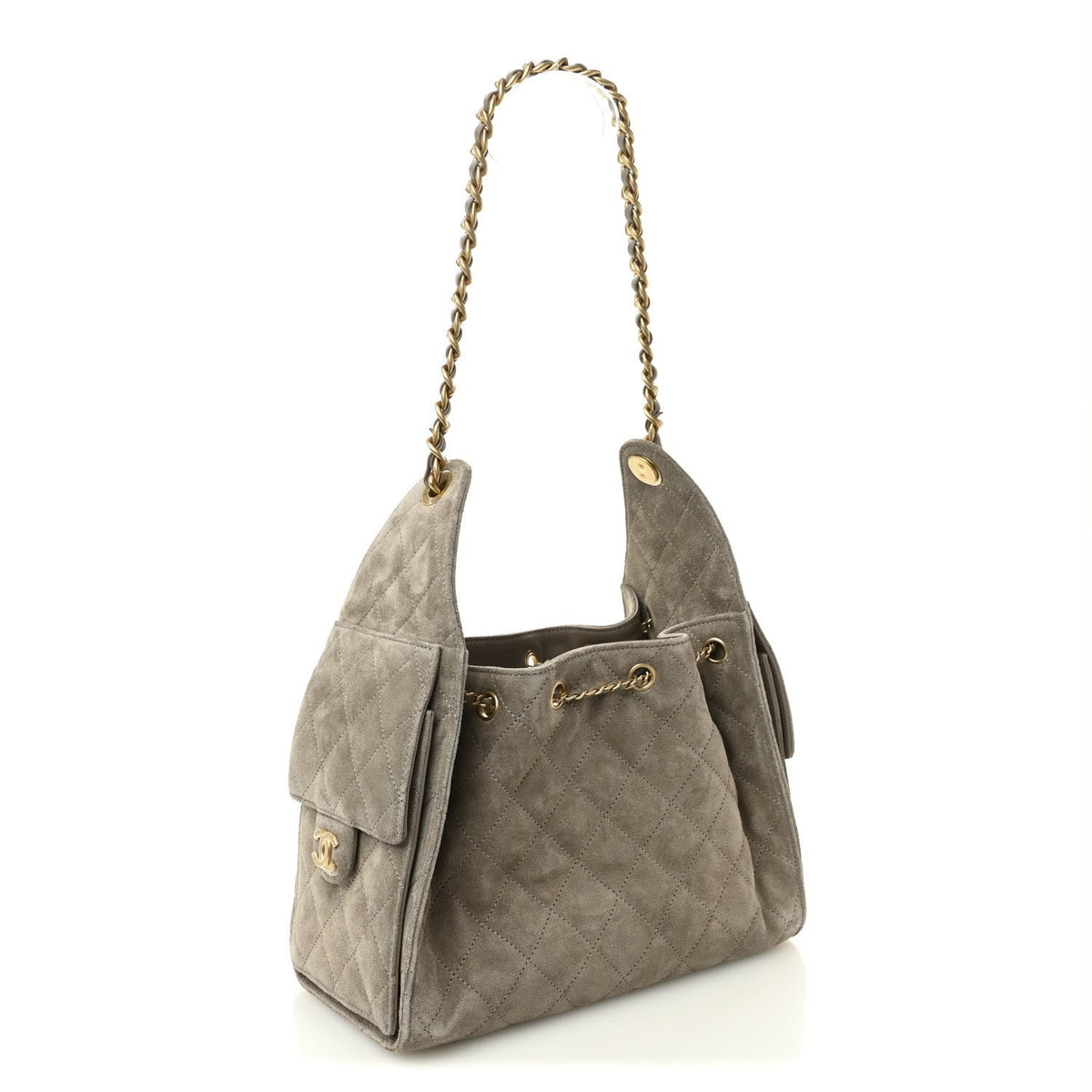 Suede Quilted Small Chanel 25 Handbag Dark Grey