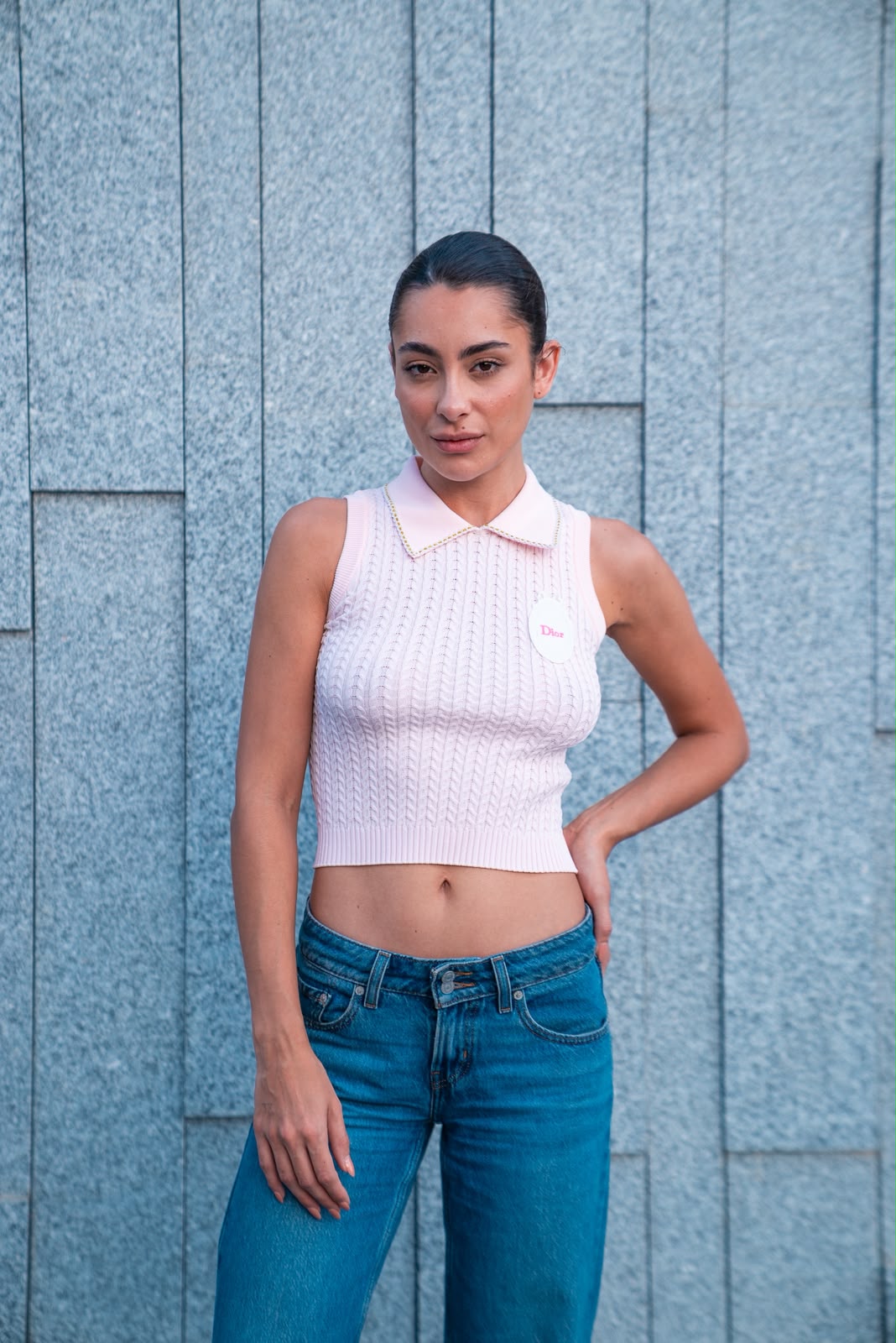 Dior Knitted Cropped T-Shirt - Pink - Pink - photo 1