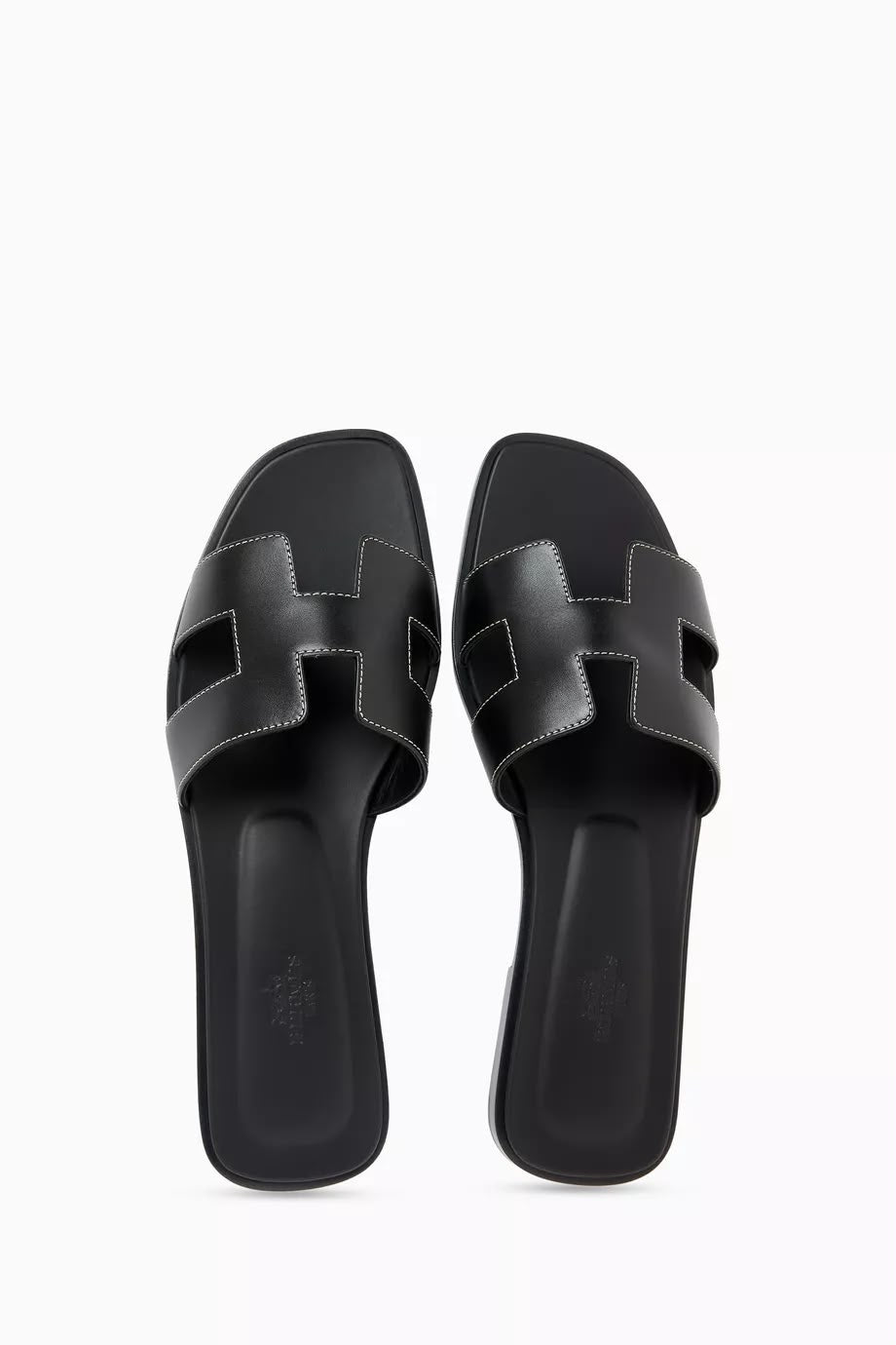 HermÃ¨s Oran Leather Sandals - Black - Black - photo 2