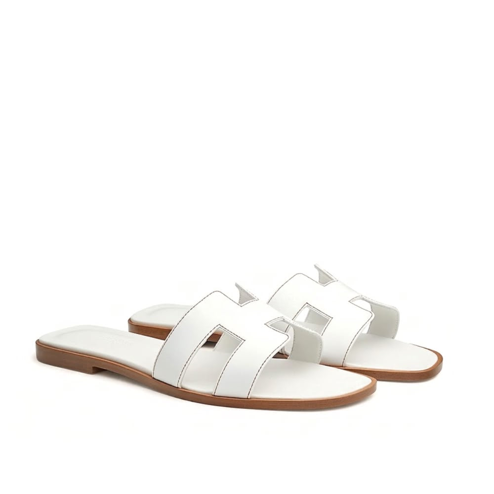 HermÃ¨s Oran Leather Sandals - White - White - photo 1