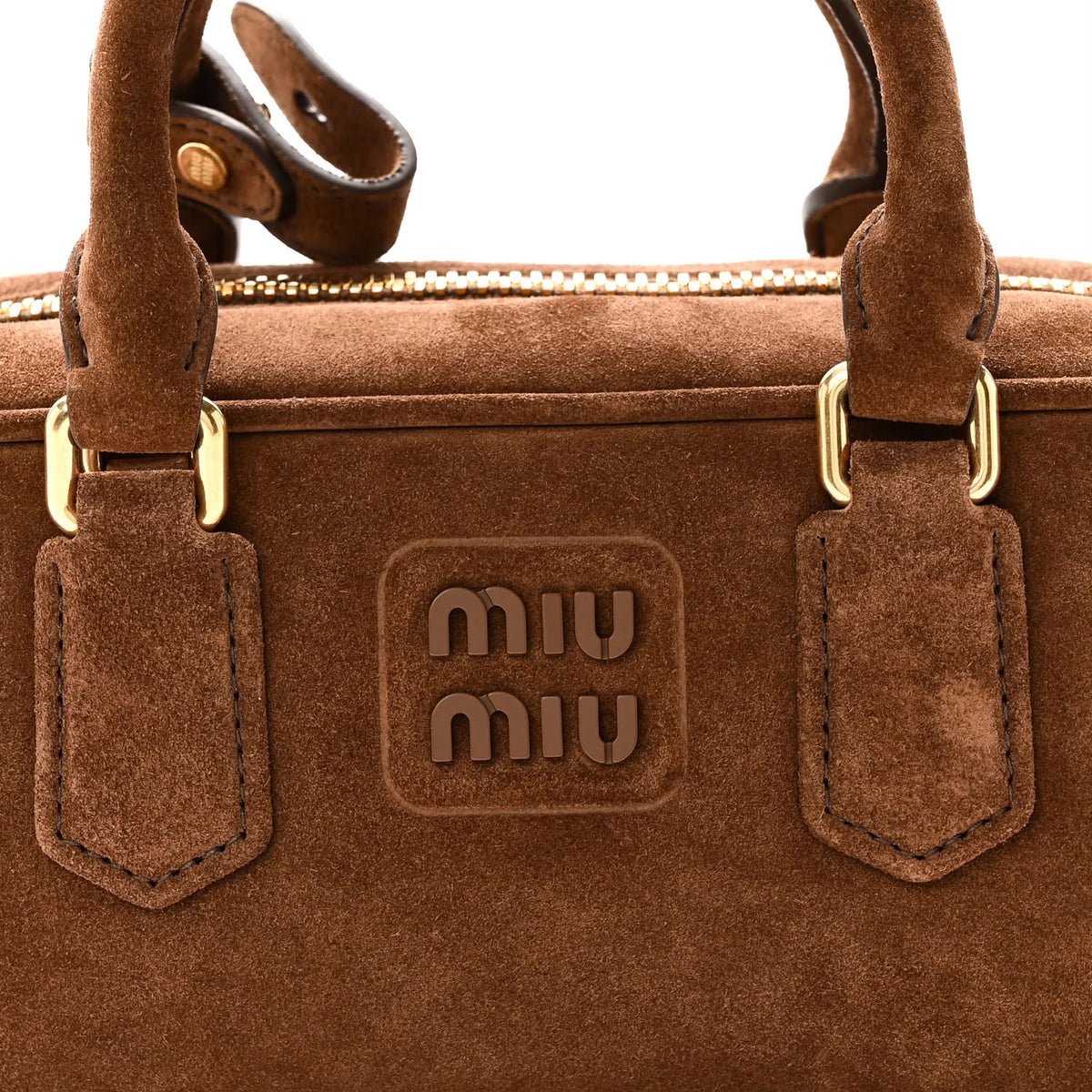 Miu Miu Suede Padded Regular Arcadie Top Handle Bag - Cacao - Cacao (Chocolate Brown) - photo 2