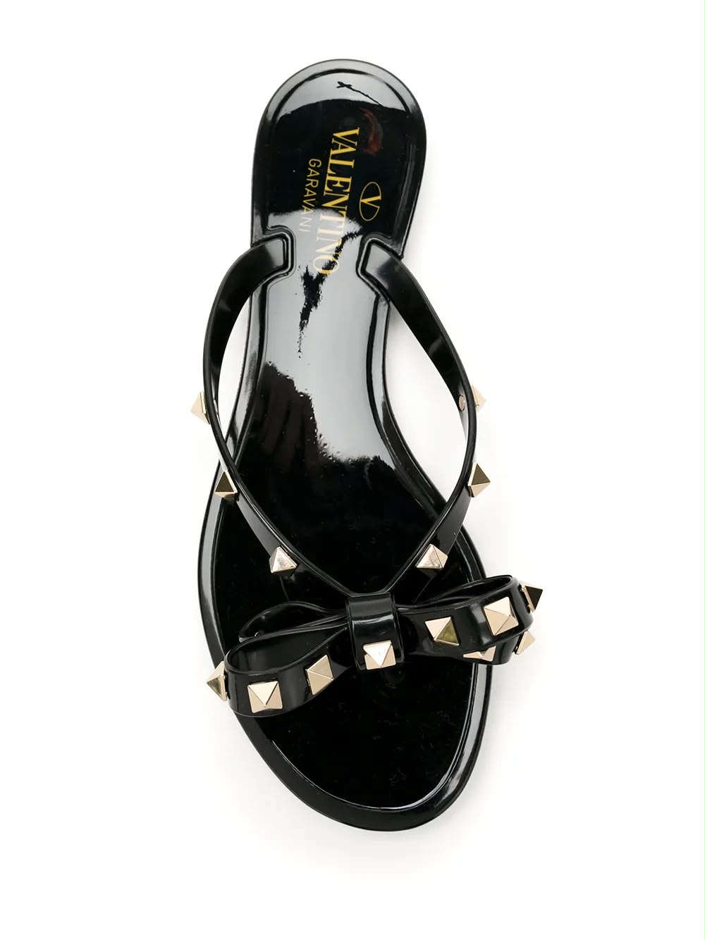Valentino Rockstud Rubber Slippers - Black - Black - photo 1