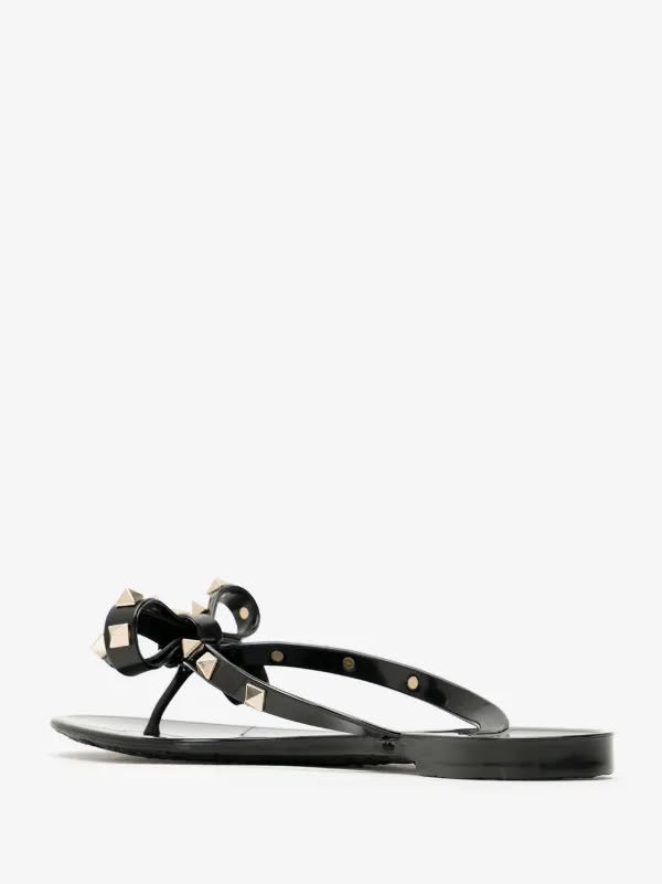 Valentino Rockstud Rubber Slippers - Black - Black - photo 2