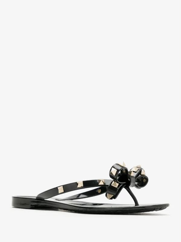 Valentino Rockstud Rubber Slippers - Black - Black - photo 3